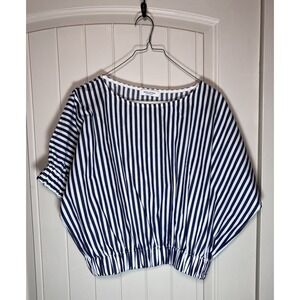 Spick and Span Stripe Blue White Blouse Top‎ Japan Made M/L Oversized Lagenlook